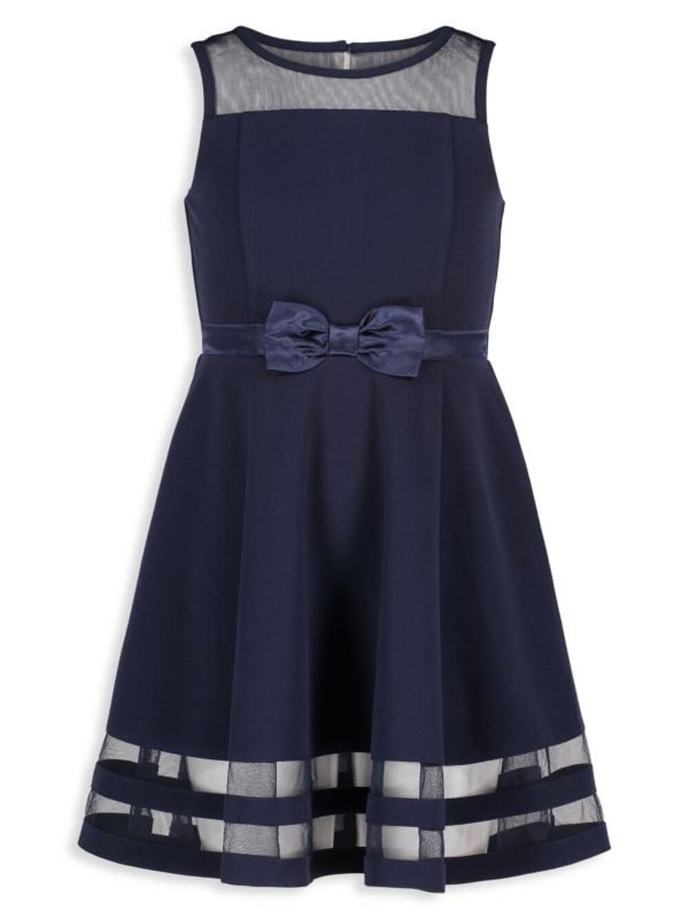 Calvin Klein Girl's Illusion Mesh-Hem Dress Blue Size 14 New